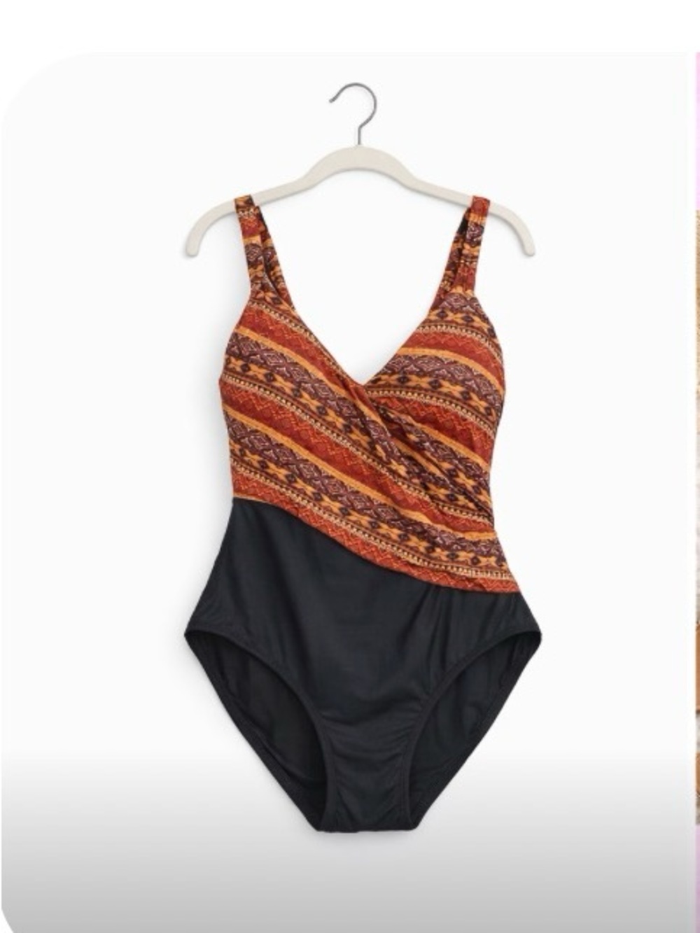 Cupshe Orange & Black Patterned Surplice One-Piece Swimsuit